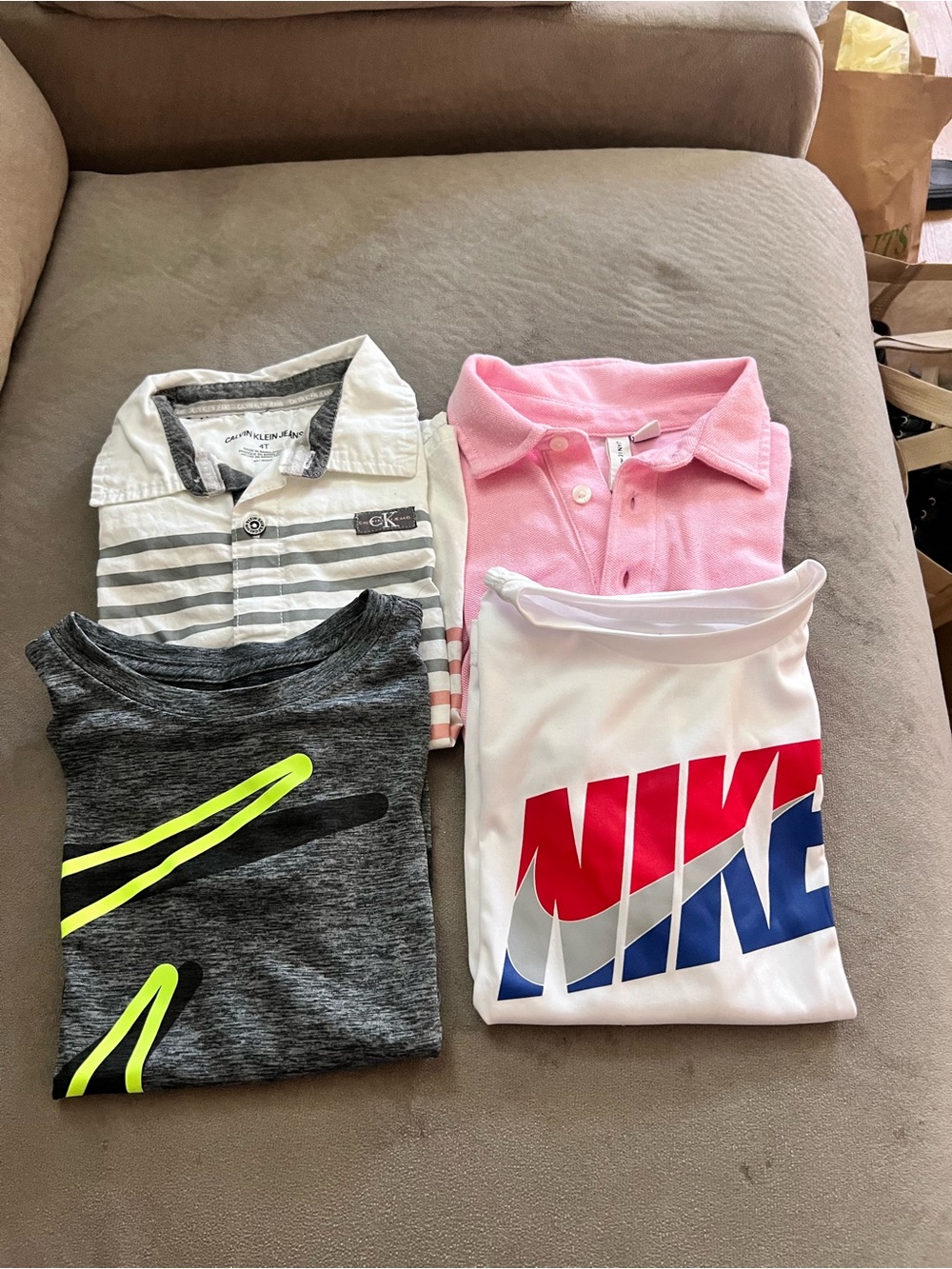 Nike White Tee with Red & Blue Logo - Kids